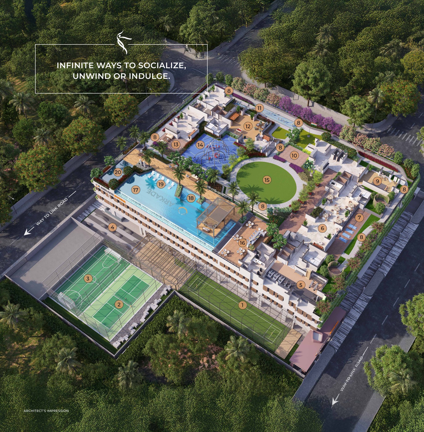 Lap pool, jacuzzi and party deck at Arkade Evoke