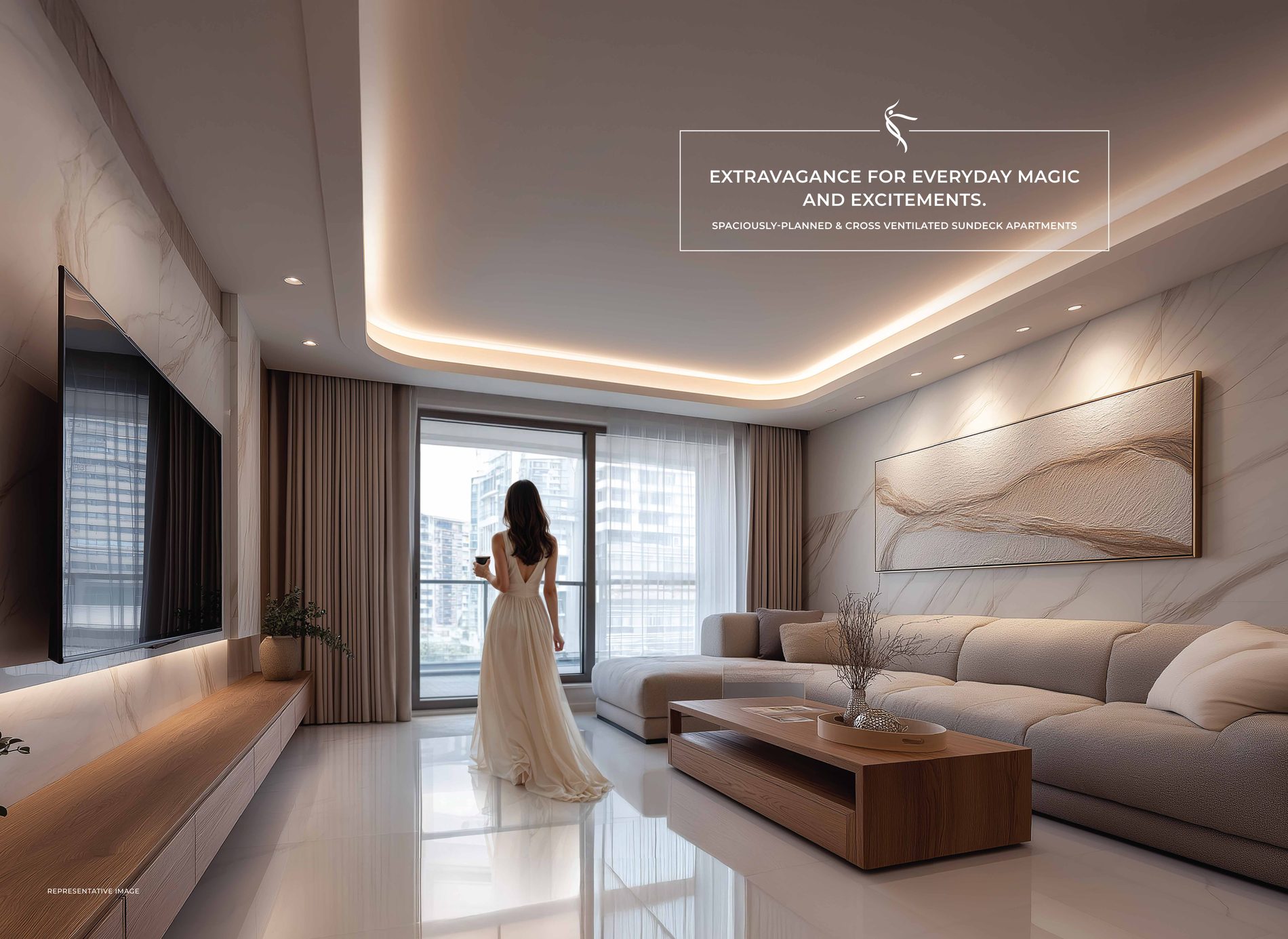 Spaciously planned sundeck apartment living room