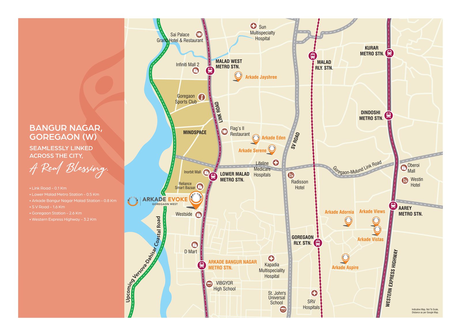 Location map of Arkade Evoke, Bangur Nagar, Goregaon West